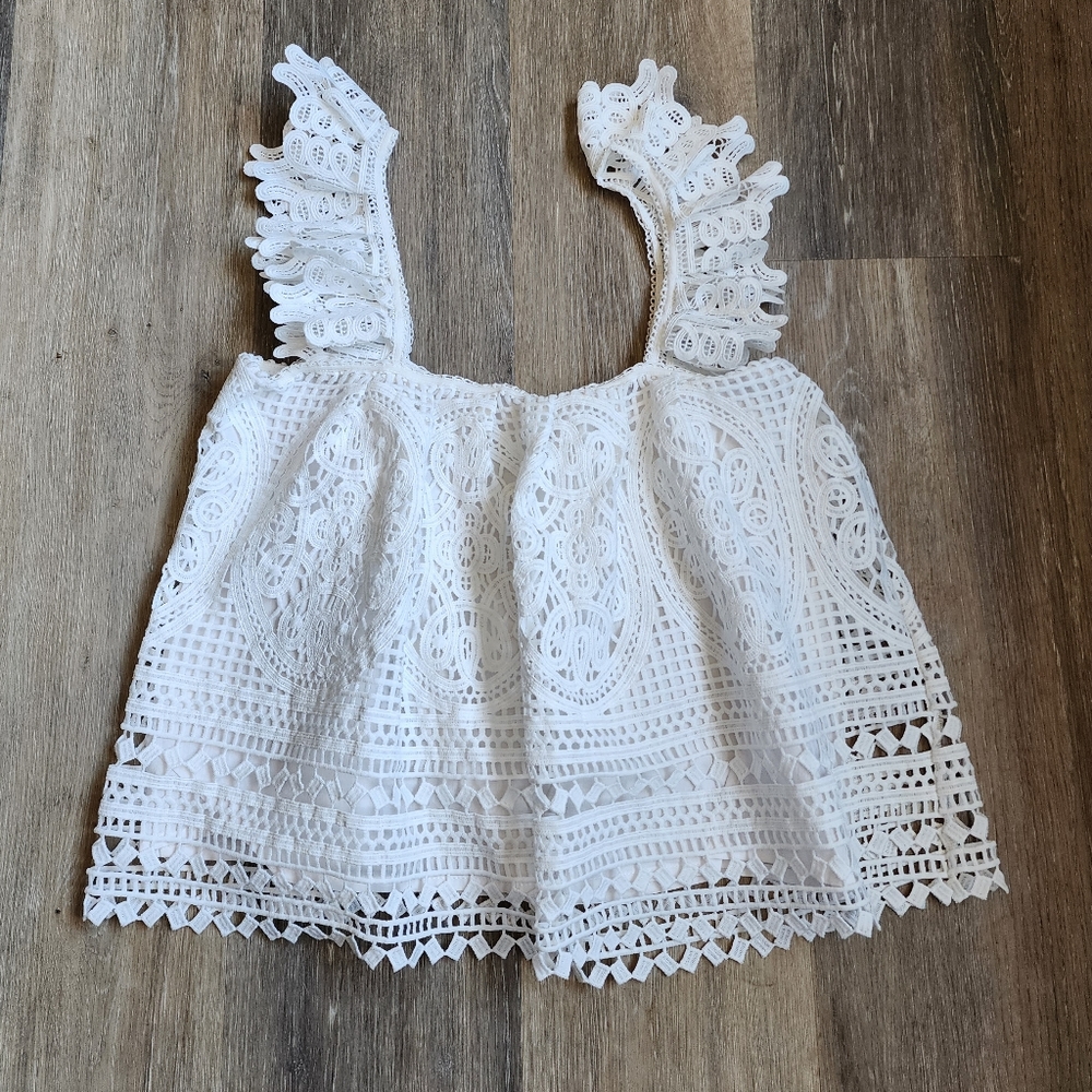 ANTHROPOLOGIE RUFFLED LACE TANK TOP